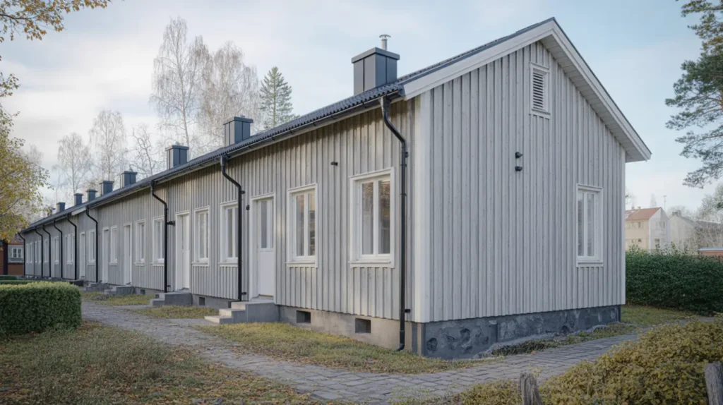 isolering och byte av fasadpanel p radhus i husby kista